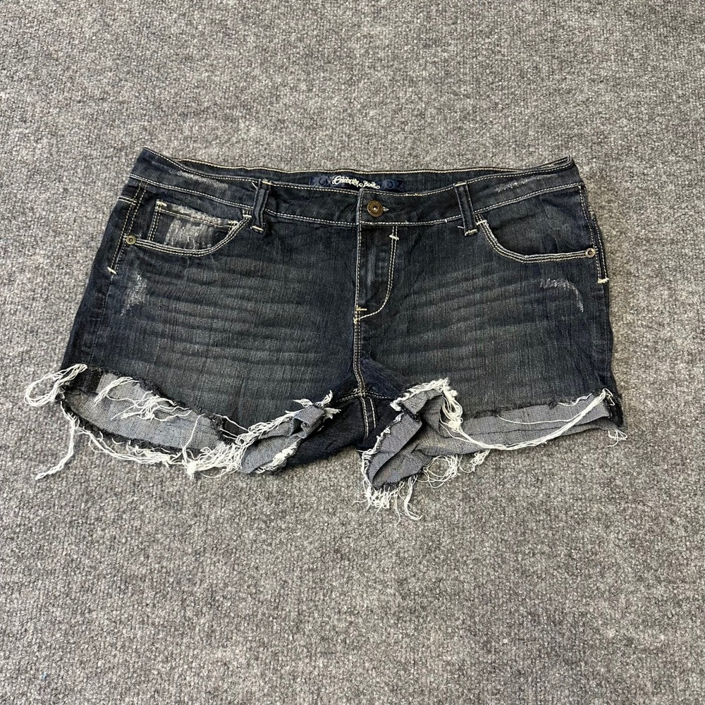 Celebrity Pink Denim Shorts Womens Size 11 Dark Wash Distressed Raw Hem Cutoffs